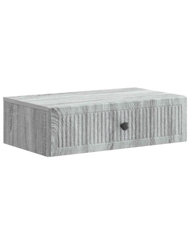 Tavolino da Parete Laterale Grigio Sonoma 59 x 34,5 x 17 cm