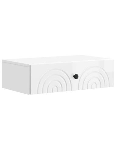 Tavolino da Parete Laterale Bianco Lucido 59 x 34,5 x 17 cm