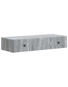 Tavolino da Parete Laterale Grigio Sonoma 87,5 x 34,5 x 17 cm