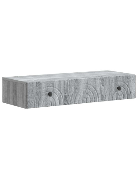 Tavolino da Parete Laterale Grigio Sonoma 87,5 x 34,5 x 17 cm