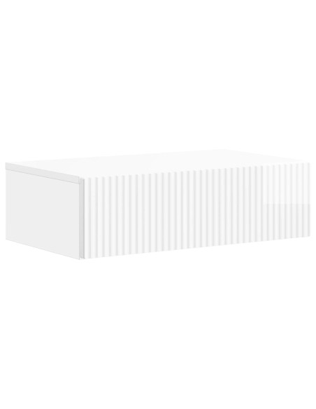 Tavolino da Parete Laterale Bianco Lucido 59 x 34,5 x 17 cm