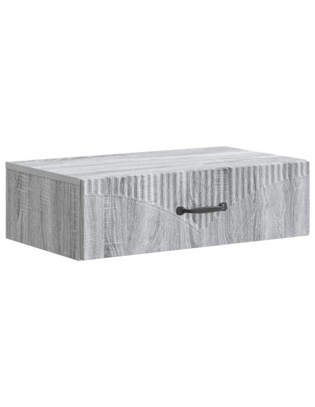 Tavolino da Parete Laterale Grigio Sonoma 59 x 34,5 x 17 cm