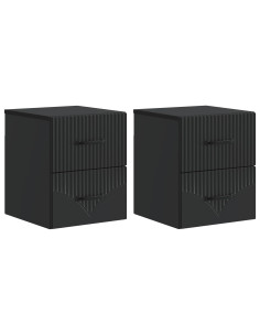 Mobiletto da notte a muro 2 pcs Nero 34,5 x 33 x 40 cm