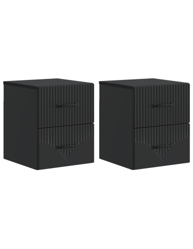 Mobiletto da notte a muro 2 pcs Nero 34,5 x 33 x 40 cm