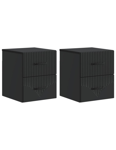 Mobiletto da notte a muro 2 pcs Nero 34,5 x 33 x 40 cm