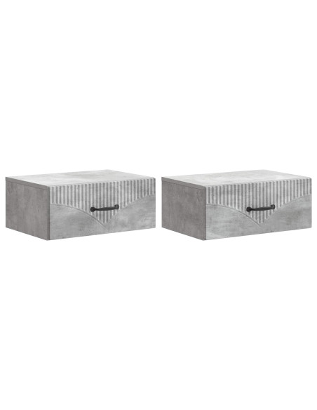 Mobiletto da notte a muro con cassetto 2 pcs Grigio Cemento