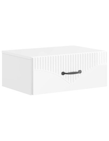 Mobiletto da notte a muro Bianco Lucido 49 x 34,5 x 20 cm