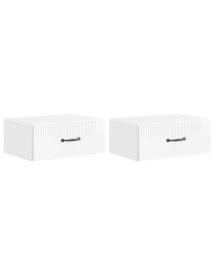 Mobiletto da notte a muro 2 pcs Bianco Lucido 49 x 34,5 x 20 cm