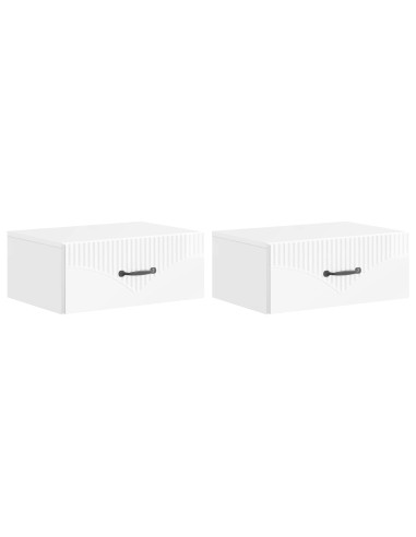 Mobiletto da notte a muro 2 pcs Bianco Lucido 49 x 34,5 x 20 cm