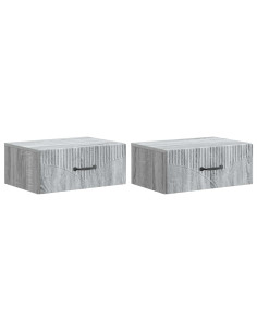 Mobiletto da notte a muro 2 pcs Grigio Sonoma 49 x 34,5 x 20 cm