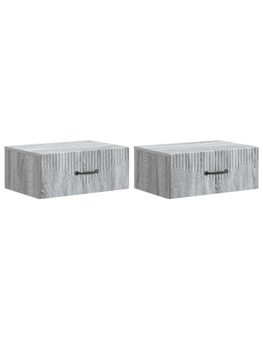 Mobiletto da notte a muro 2 pcs Grigio Sonoma 49 x 34,5 x 20 cm