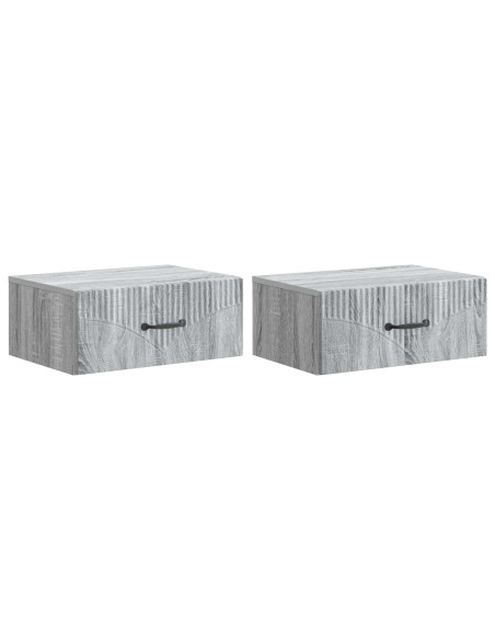 Mobiletto da notte a muro 2 pcs Grigio Sonoma 49 x 34,5 x 20 cm