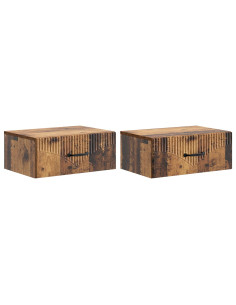 Mobiletto da notte a muro 2 pcs Legno antico 49 x 34,5 x 20 cm