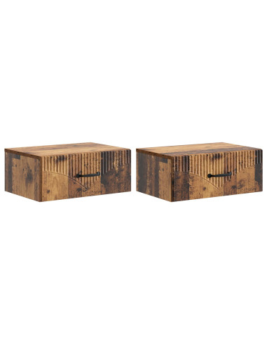 Mobiletto da notte a muro 2 pcs Legno antico 49 x 34,5 x 20 cm