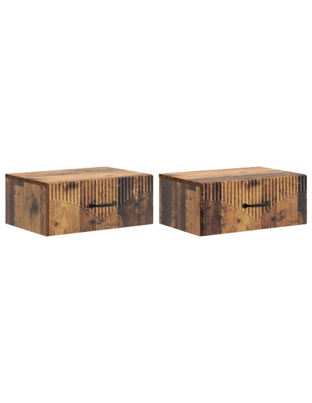 Mobiletto da notte a muro 2 pcs Legno antico 49 x 34,5 x 20 cm