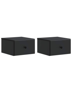 Mobiletto da notte a muro 2 pcs Nero 34,5 x 33 x 20 cm