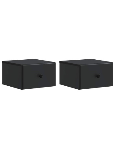 Mobiletto da notte a muro 2 pcs Nero 34,5 x 33 x 20 cm