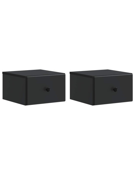 Mobiletto da notte a muro 2 pcs Nero 34,5 x 33 x 20 cm