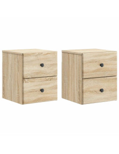 Mobiletto da notte a muro 2 pcs Rovere Sonoma 34,5 x 33 x 40 cm