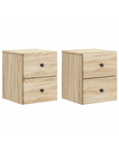 Mobiletto da notte a muro 2 pcs Rovere Sonoma 34,5 x 33 x 40 cm