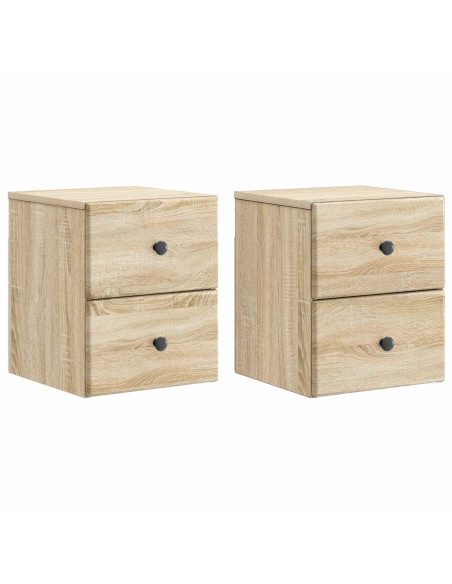 Mobiletto da notte a muro 2 pcs Rovere Sonoma 34,5 x 33 x 40 cm