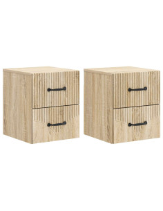 Mobiletto da notte a muro 2 pcs Rovere Sonoma 34,5 x 33 x 40 cm