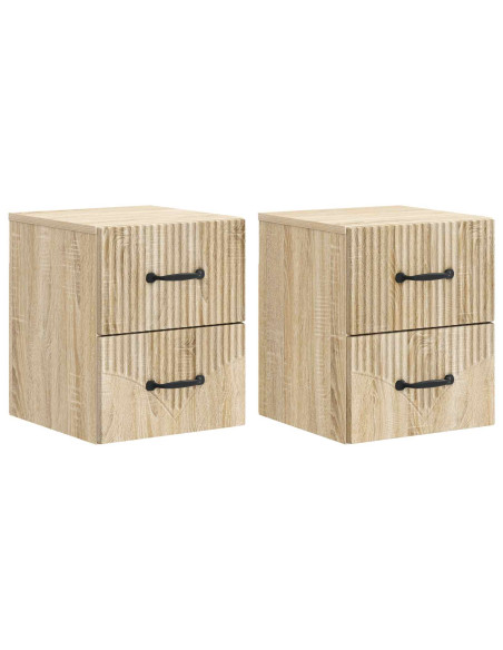 Mobiletto da notte a muro 2 pcs Rovere Sonoma 34,5 x 33 x 40 cm