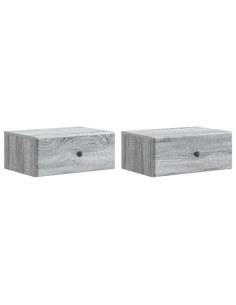 Mobiletto da notte a muro 2 pcs Grigio Sonoma 49 x 34,5 x 20 cm