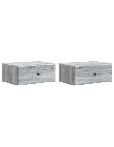 Mobiletto da notte a muro 2 pcs Grigio Sonoma 49 x 34,5 x 20 cm