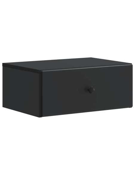 Mobiletto da notte a muro con cassetto Nero 49 x 34,5 x 20 cm
