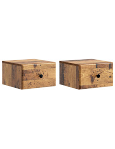 Mobiletto da notte a muro 2 pcs Legno antico 34,5 x 33 x 20 cm
