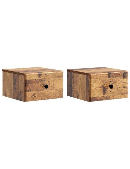 Mobiletto da notte a muro 2 pcs Legno antico 34,5 x 33 x 20 cm