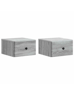 Mobiletto da notte a muro 2 pcs Grigio Sonoma 34,5 x 33 x 20 cm