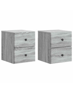 Mobiletto da notte a muro 2 pcs Grigio Sonoma 34,5 x 33 x 40 cm
