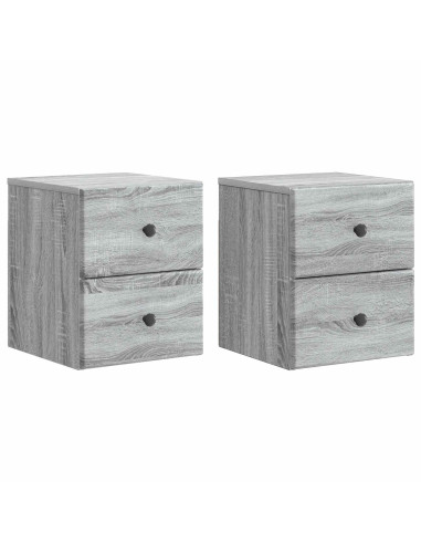 Mobiletto da notte a muro 2 pcs Grigio Sonoma 34,5 x 33 x 40 cm