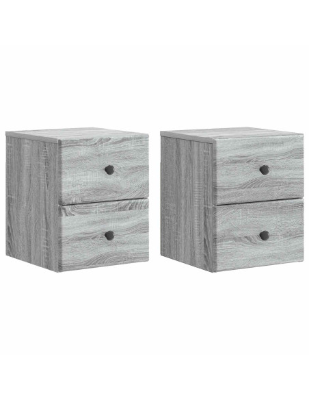 Mobiletto da notte a muro 2 pcs Grigio Sonoma 34,5 x 33 x 40 cm