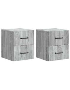Mobiletto da notte a muro 2 pcs Grigio Sonoma 34,5 x 33 x 40 cm