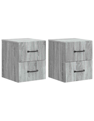 Mobiletto da notte a muro 2 pcs Grigio Sonoma 34,5 x 33 x 40 cm