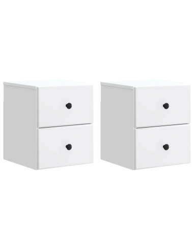 Mobiletto da notte a muro 2 pcs Bianco 34,5 x 33 x 40 cm