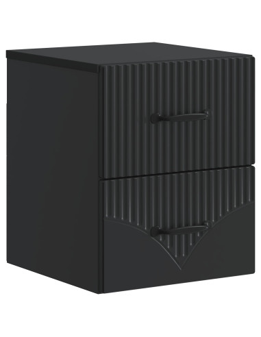 Mobiletto da notte a muro con cassetto Nero 34,5 x 33 x 40 cm