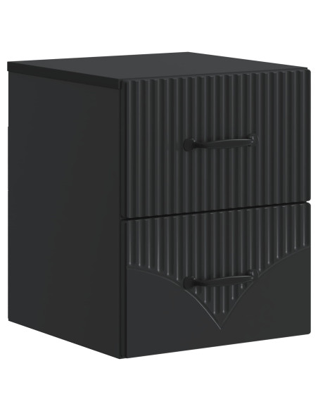 Mobiletto da notte a muro con cassetto Nero 34,5 x 33 x 40 cm