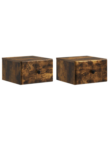 Mobiletto da notte a muro 2 pcs Rovere Fumo 34,5 x 33 x 20 cm