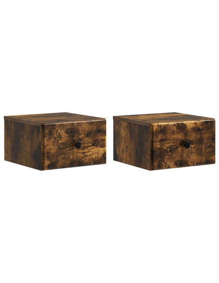 Mobiletto da notte a muro 2 pcs Rovere Fumo 34,5 x 33 x 20 cm