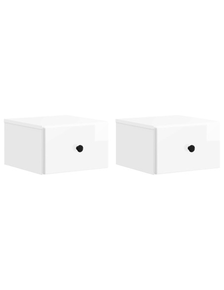 Mobiletto da notte a muro 2 pcs Bianco Lucido 34,5 x 33 x 20 cm