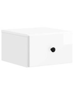 Mobiletto da notte a muro Bianco Lucido 34,5 x 33 x 20 cm