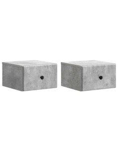 Mobiletto da notte a muro con cassetto 2 pcs Grigio Cemento