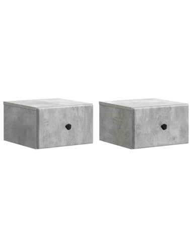 Mobiletto da notte a muro con cassetto 2 pcs Grigio Cemento