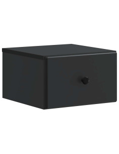 Mobiletto da notte a muro con cassetto Nero 34,5 x 33 x 20 cm