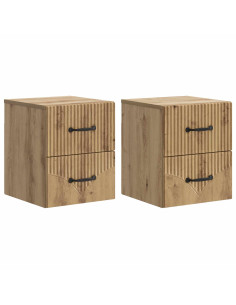 Mobiletto da notte a muro con cassetto 2 pcs Rovere Artigianale