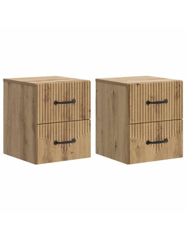 Mobiletto da notte a muro con cassetto 2 pcs Rovere Artigianale